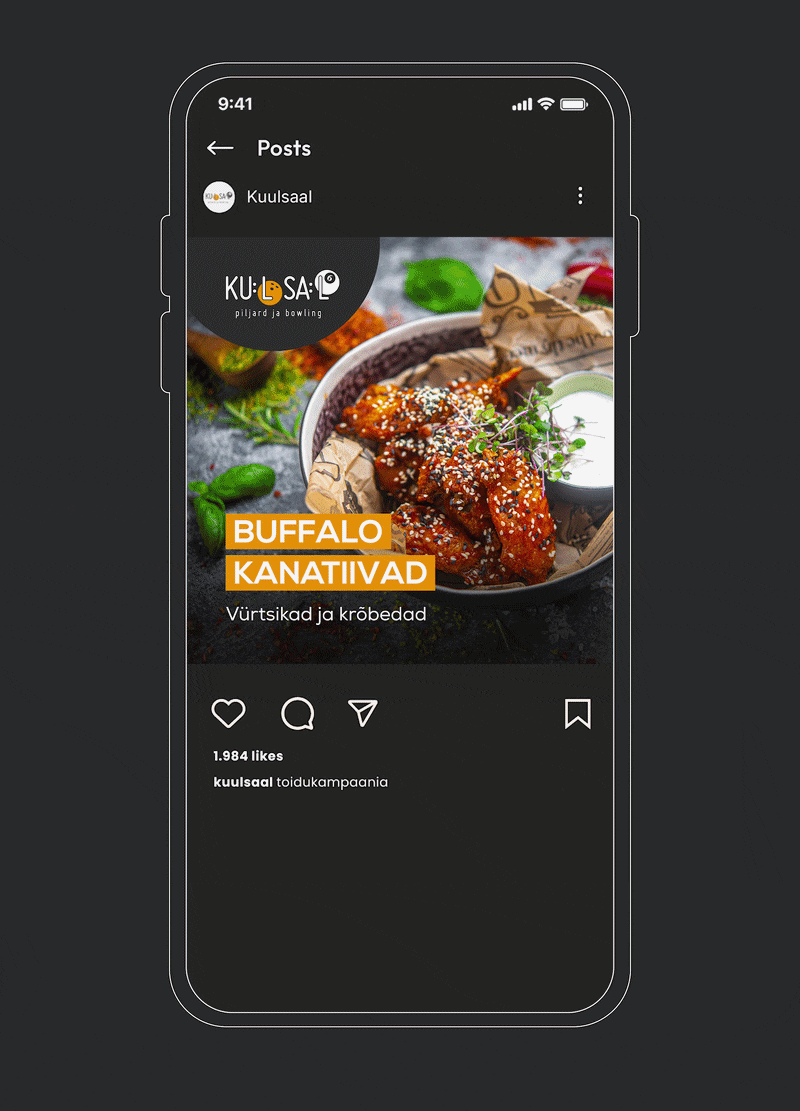 kuulsaal food campaign instagram by menu items carousel animated preview