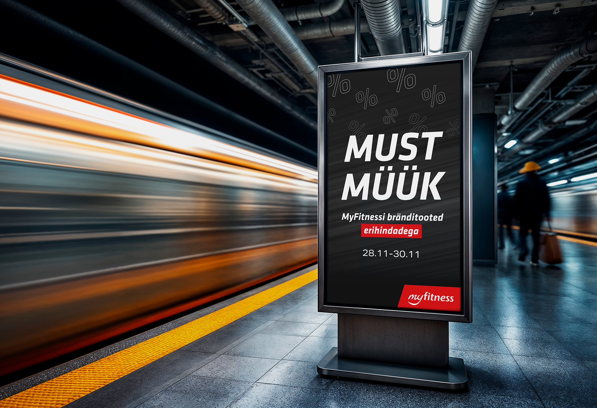 myfitness black friday campaign vertical LED display mock-up