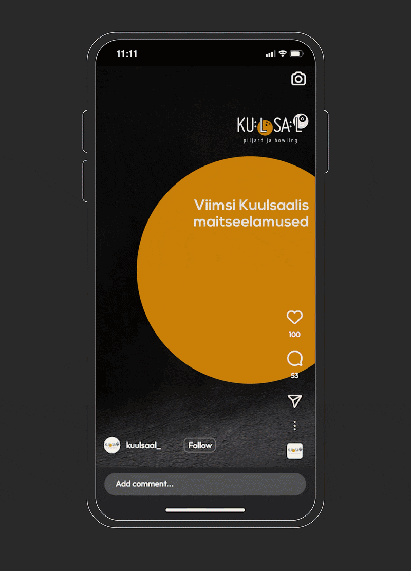 kuulsaali toidukampaania instagram üldreklaami animeeritud ülevaade