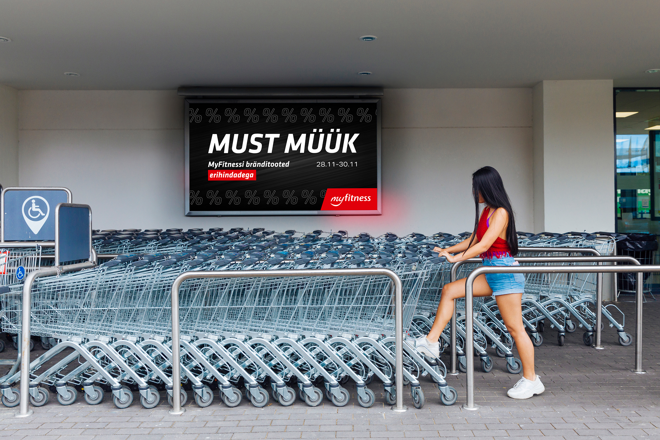 myfitnessi musta reede kampaania horisontaalse LED ekraani makett