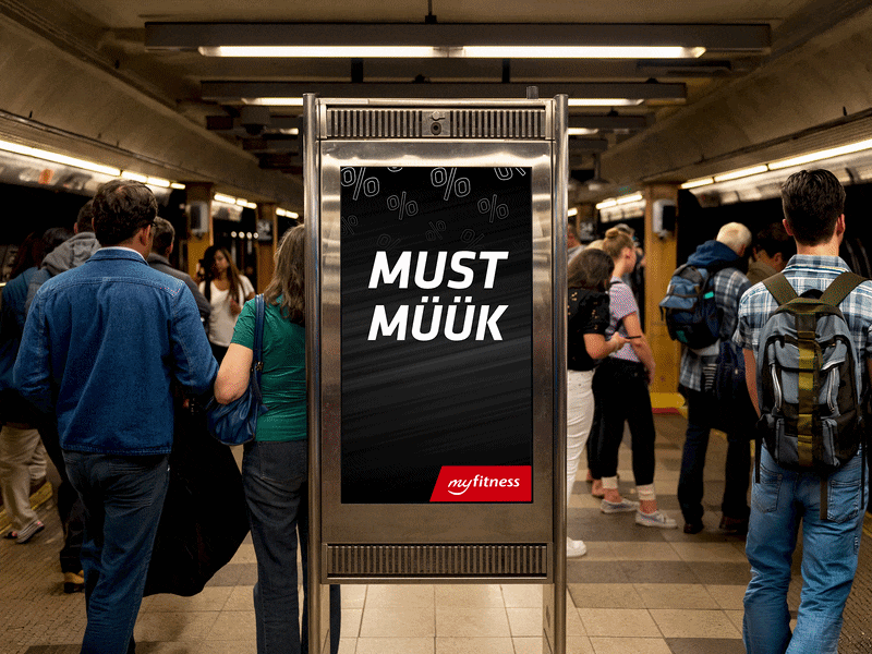 myfitnessi musta reede kampaania vertikaalse LED ekraani videoformaadi makett