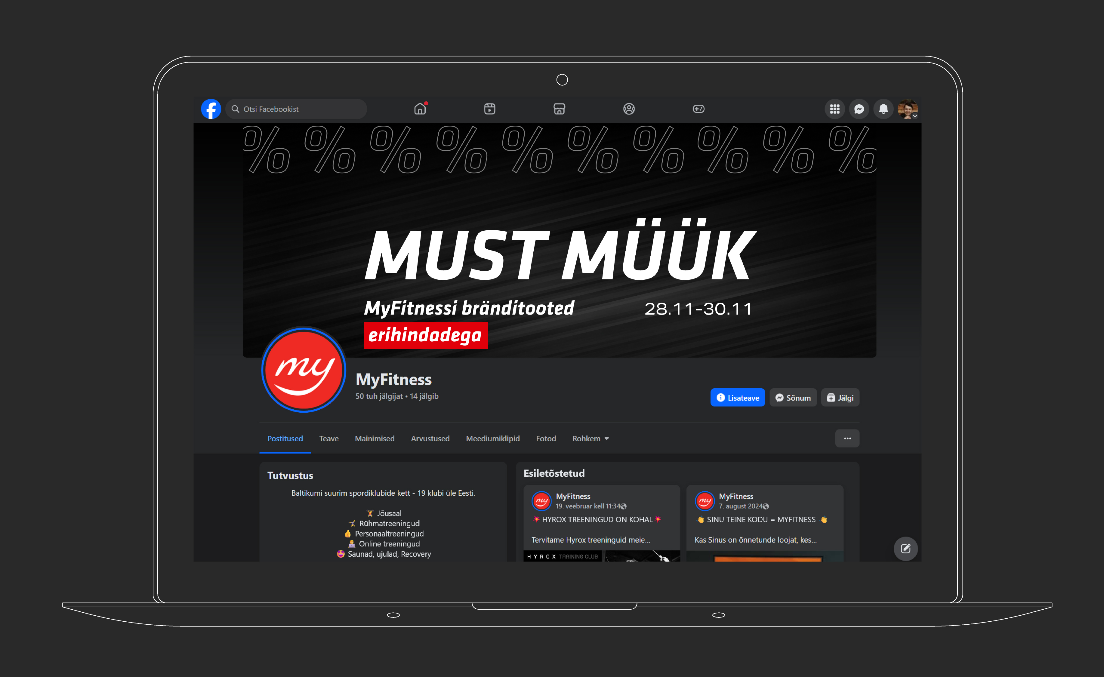 myfitnessi musta reede kampaania facebooki kaanepildi näidis